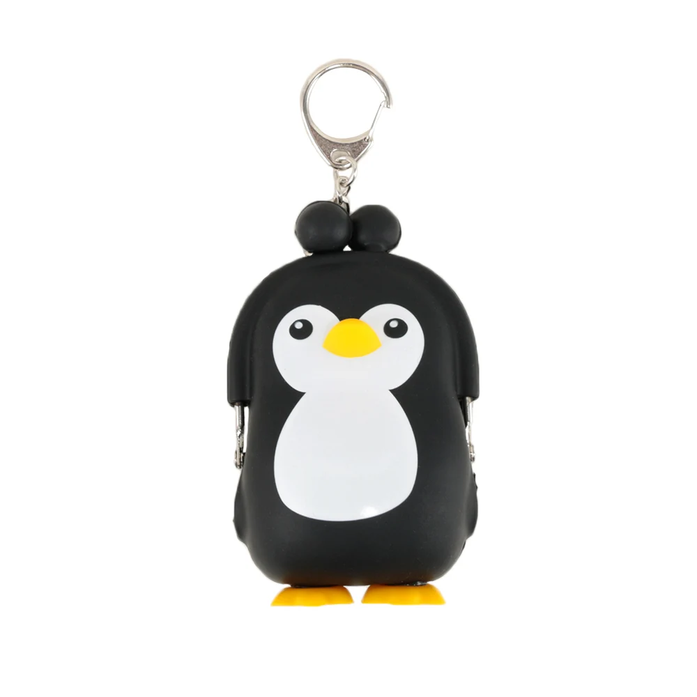 New Fashion 1PC Cute Silicone Cartoon Animal Penguin Women Girls 3D Wallet Purse Keys Coin Bag For Kids Gift 14* 7* 4cm - Цвет: black