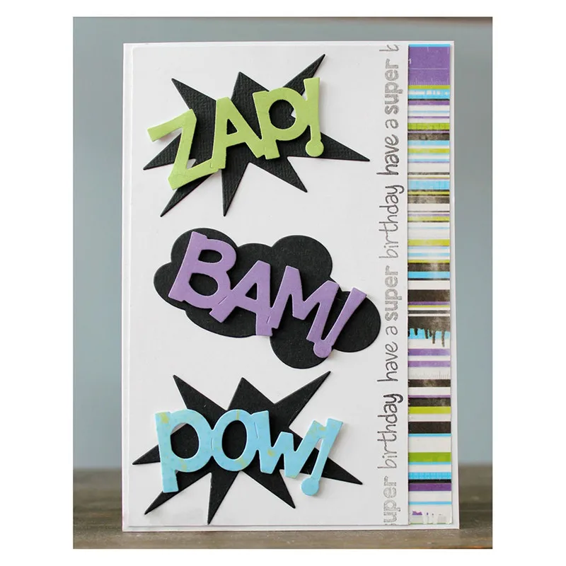 

Bam Zap Pow Word Letter Metal Cutting Dies for Scrapbooking New 2019 Crafts Die Cuts Card Making Album Embossing