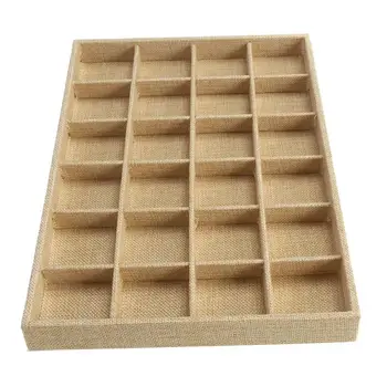 

OUNONA 24-Grid Ring Plate Stud Earring Storage Box Jewelry Organizer Accessories Plaid Display Rack Ring Holder Displays Tray