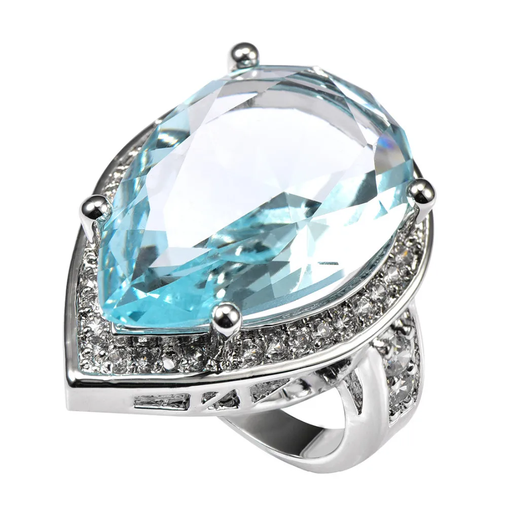 Светильник с синим кристаллом, цирконием, с несколькими белыми кристаллами, цирконием, 925 пробы, серебряное кольцо, заводская цена, размер 6, 7, 8, 9, 10, 11, F1498