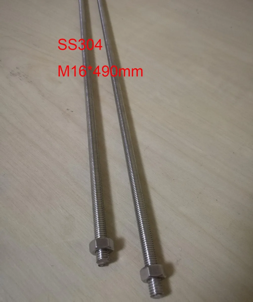 Metric M16 Stainless Steel Thread Rod Threaded Bar, About 490mm / pc