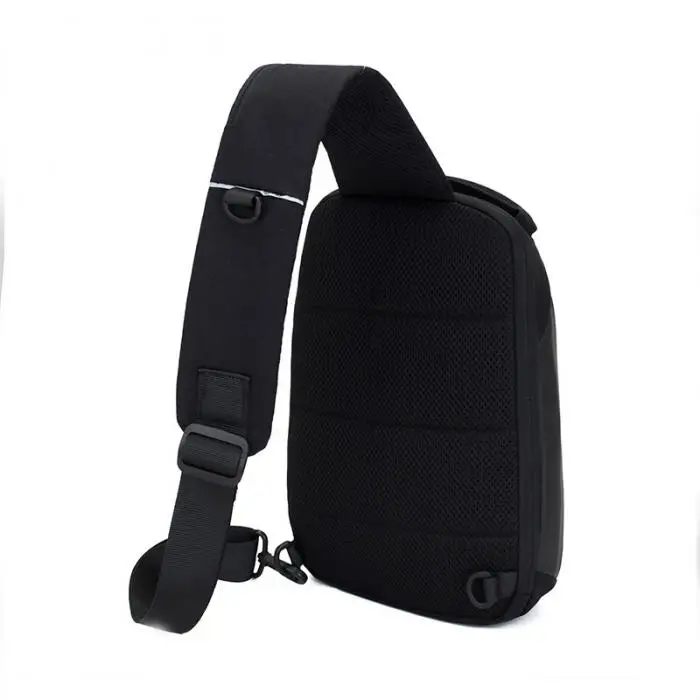 Men’s Simple Casual Style Outdoor Sports Shoulder Bags Multifunction Large Capacity USB Charging Waterproof Chest Bag