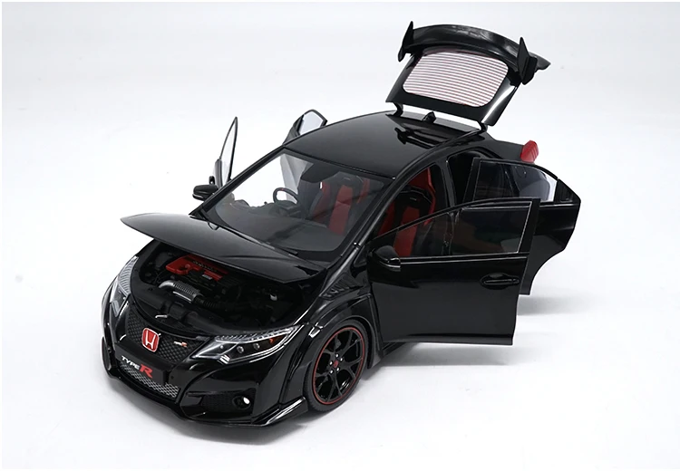 1:18 литья под давлением модель для Honda Civic Тип R Черный сплав игрушечный автомобиль миниатюрная коллекция подарки TYPER MK10