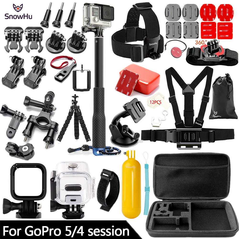  SnowHu For Gopro Action camera accessories Selfie stick Waterproof shell For Go pro 8 7 6 5 4 EKEN 