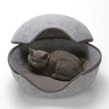 

HEYPET Detachable Cat Bed Pet House Zipper Felt Dog Bed Cat Mat for Small Dogs Cats Nest Warm Winter Egg Shape Cats Supplies