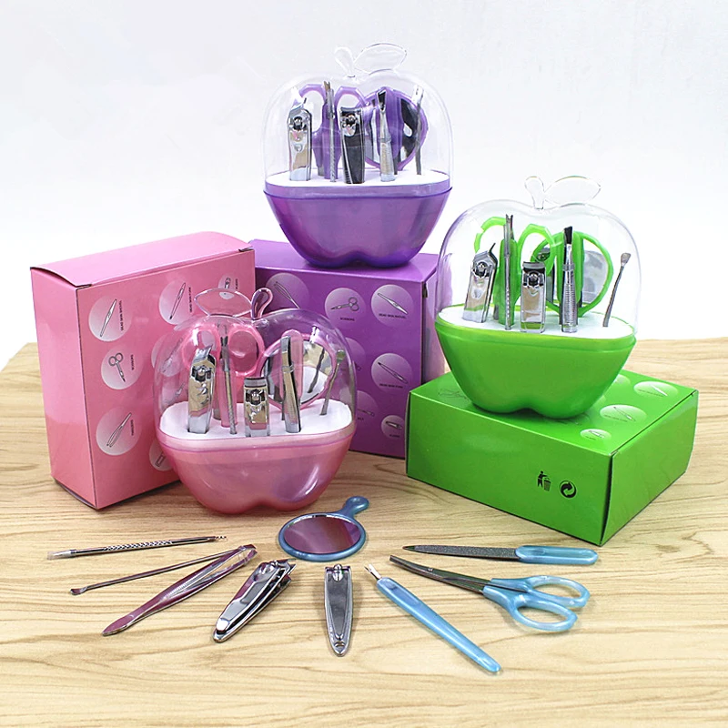 

9pcs Manicure Set and kit Pedicure Scissor Tweezer Knife Ear pick Utility Nail Clipper Kit, Stainless steel Nail Care Tool Sets