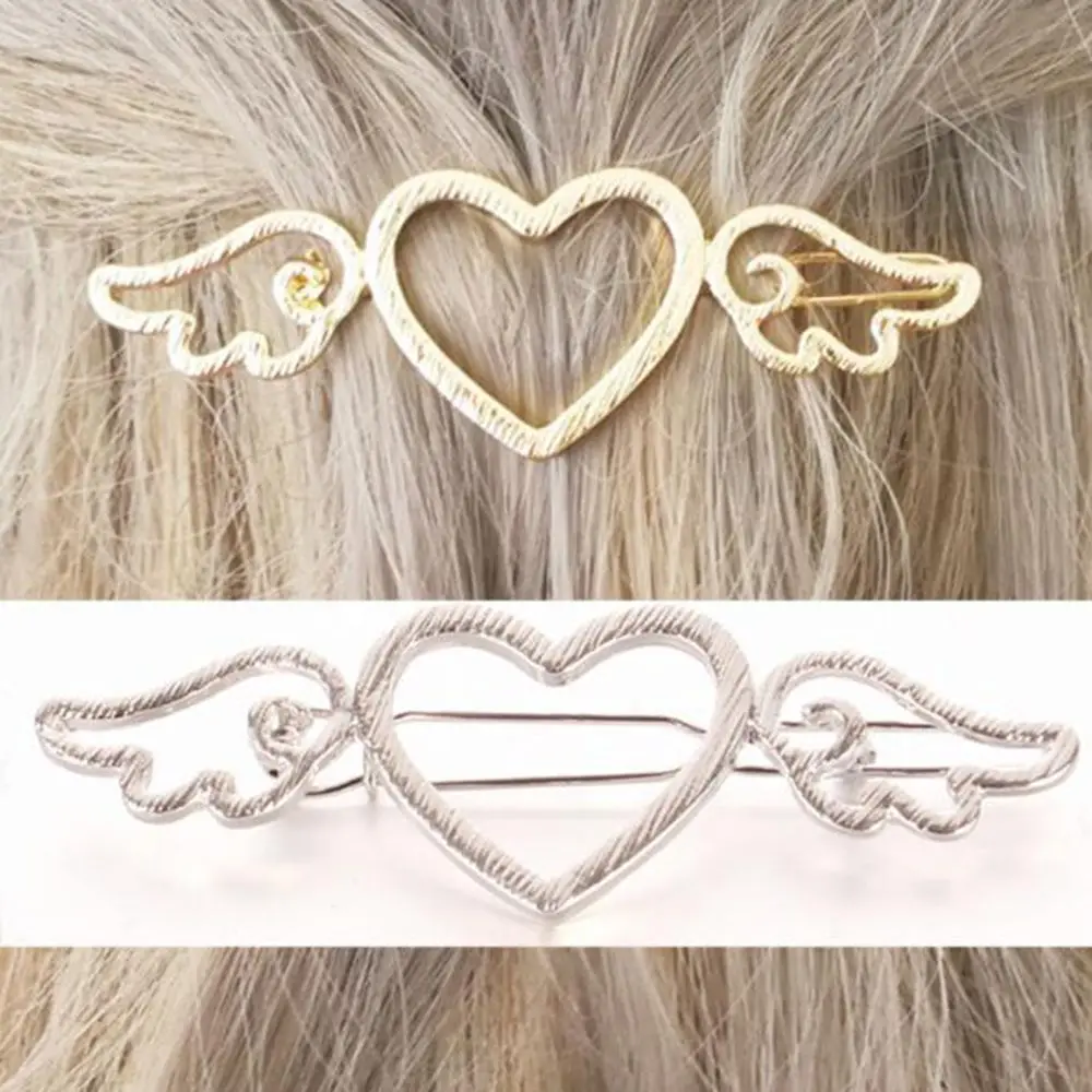 1 шт. металлические заколки-крылья для девочек с изображением сердца и сердца, боковые заколки для волос, инструменты для волос, аксессуары для укладки волос