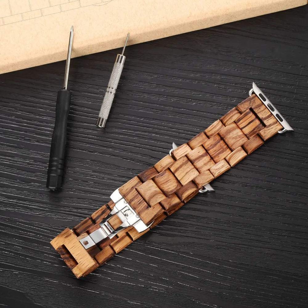 Prix pour 100% Naturel En Bois Bande pour Apple Watch avec Adaptateur 42mm De Luxe En Bois Bracelet De Montre Iwatch Bande Prix pour 100% Naturel En Bois Bande pour Apple Watch avec Adaptateur 42mm De Luxe En Bois Bracelet De Montre Iwatch Bande