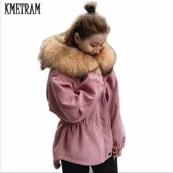 KMETRAM 2019 новая зимняя куртка Женская осенне-зимняя куртка Вельветовая ветровка пальто Верхняя одежда Manteau Femme Hiver теплая куртка HH441