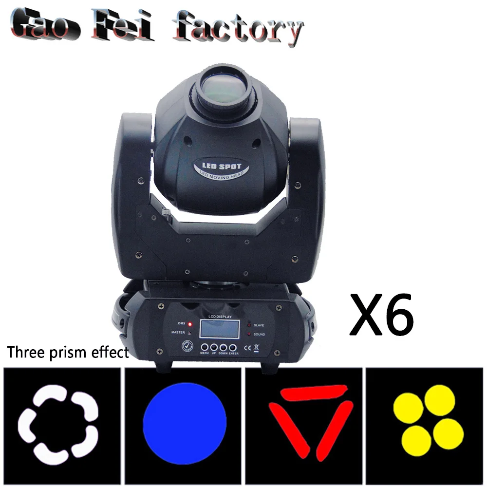 

6pcs/lot 60W Moving Head Light 3 Face Prism DMX Controller LED Spot Light for Stage mini moving head