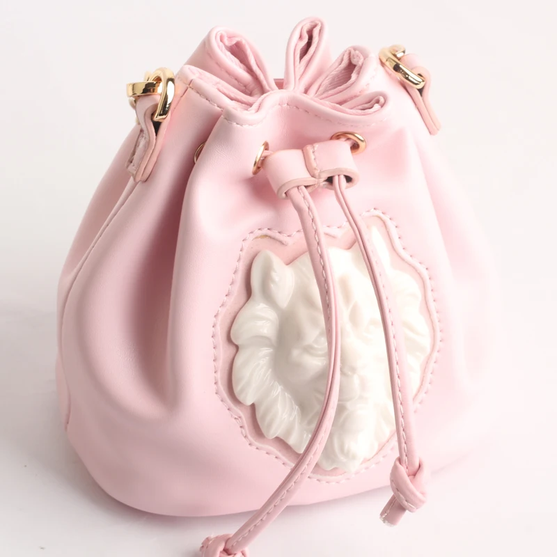 

Ceramic lion head bucket handbag mini rabbit bag draw belt chain bag wrapped belt package mini female bag kits