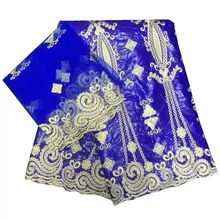 Blesing вышитые Базен riche getzner с тюлем кружева синий африканский ткань Базен brode getzner для женщин платье