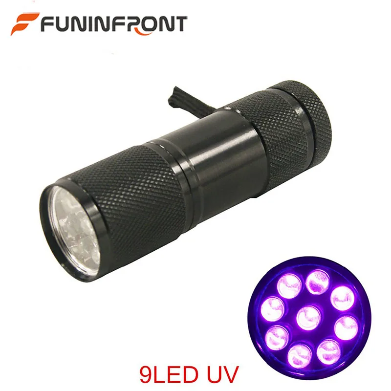 

9 Lamps Aluminum Alloy Ultra Violet Blacklight 395-400NM UV Torche for Nail Polish/Pet Urine UV Flashlight Detector for 3*AAA