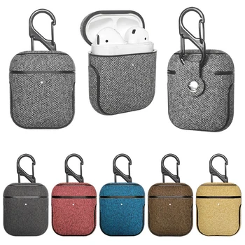 

Retro Leather Case For Apple Airpods 2 Wireless Bluetooth Earphone Protective Cover With Carabiner For Airpods Charging Box
