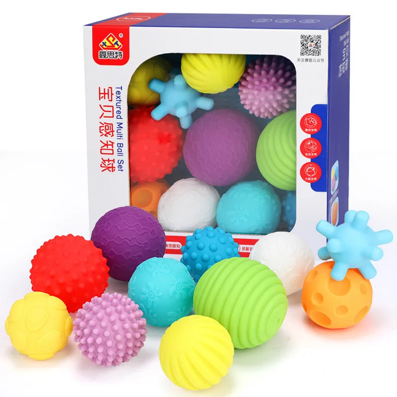 11pcs Hzirip Игрушки для маленьких детей понять воспринимается шары для детей возрастом до 2 лет Детские Soft Touch раннее образование Массажный мяч Игрушечные лошадки без вреда детские руки - Цвет: 11pcs