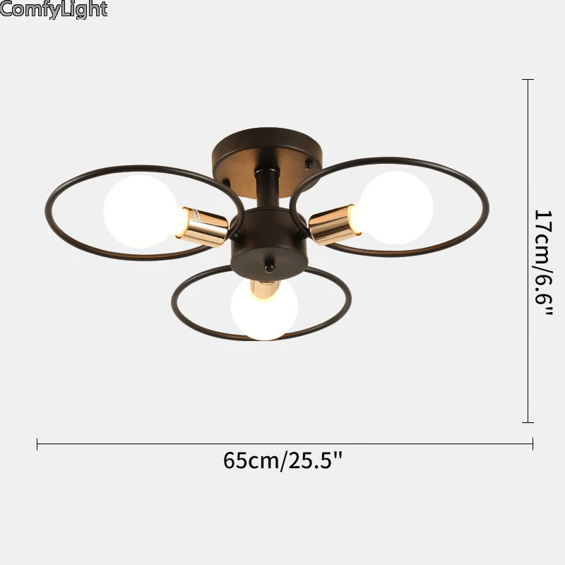 Современное Скандинавское Светодиодная лампа светильник Потолочные светильники Винтаж Лофт создания E27 черный Железный искусства лампы лампа с креплением в гостиную и спальню чердака