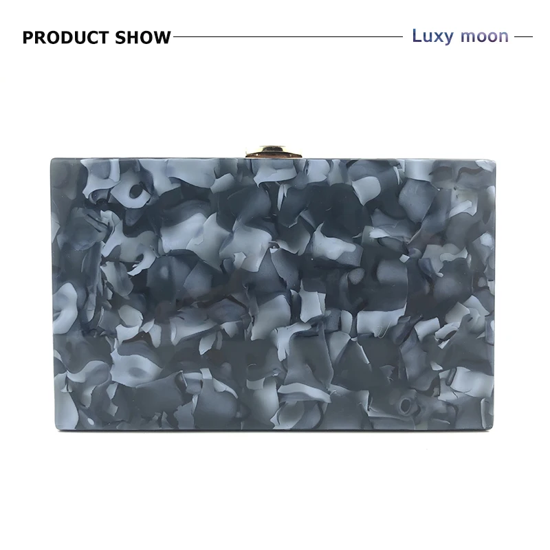 Luxy Moon Black Bride Acrylic Box Clutch Front View