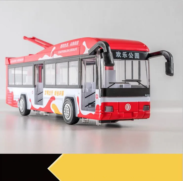 

Модель автобуса из сплава 1:50, радиоуправляемая Игрушечная модель счастливого паркового автобуса с высокой имитацией голоса, флэш-игрушка, бесплатная доставка