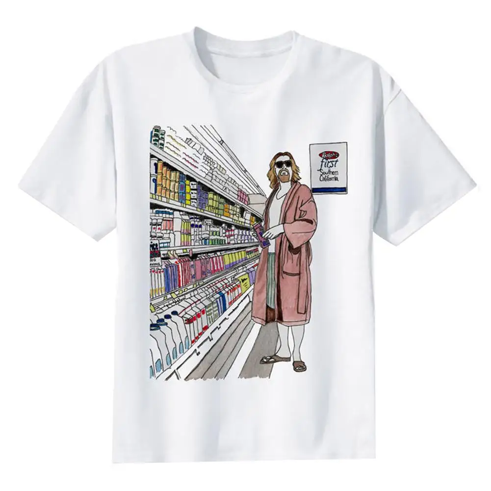 

New Funny Supermarket Shopping Man Print Summer Short Sleeve O-Neck T-Shirt Top