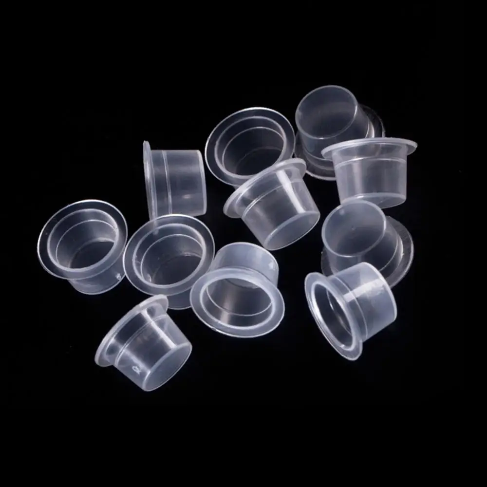 100 PCS Plastic Disposable Microblading Tattoo Ink Cups S/M/L Permanent Makeup Pigment Clear Holder Container Cap 2