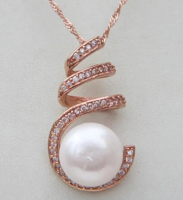 

The only CHARMING AAA ++12MM SOUTH SEA GENUINE WHITE PEARL PENDANT NECKLACE