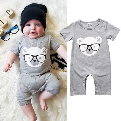 

0-24M 2017 cute Cotton Newborn Infant Kids Baby Boy Girl Romper Jumpsuit Clothes Outfit toddler summer spring bear