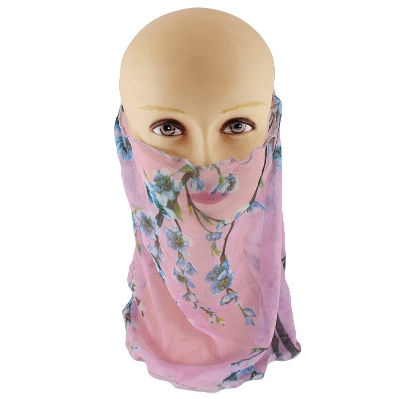 HLEISXI Новое поступление Женская маска с цветочным узором летний ветронепроницаемый нагрудник с вуалью длинные женские маски для лица лыжные вискозные головные уборы - Цвет: 1