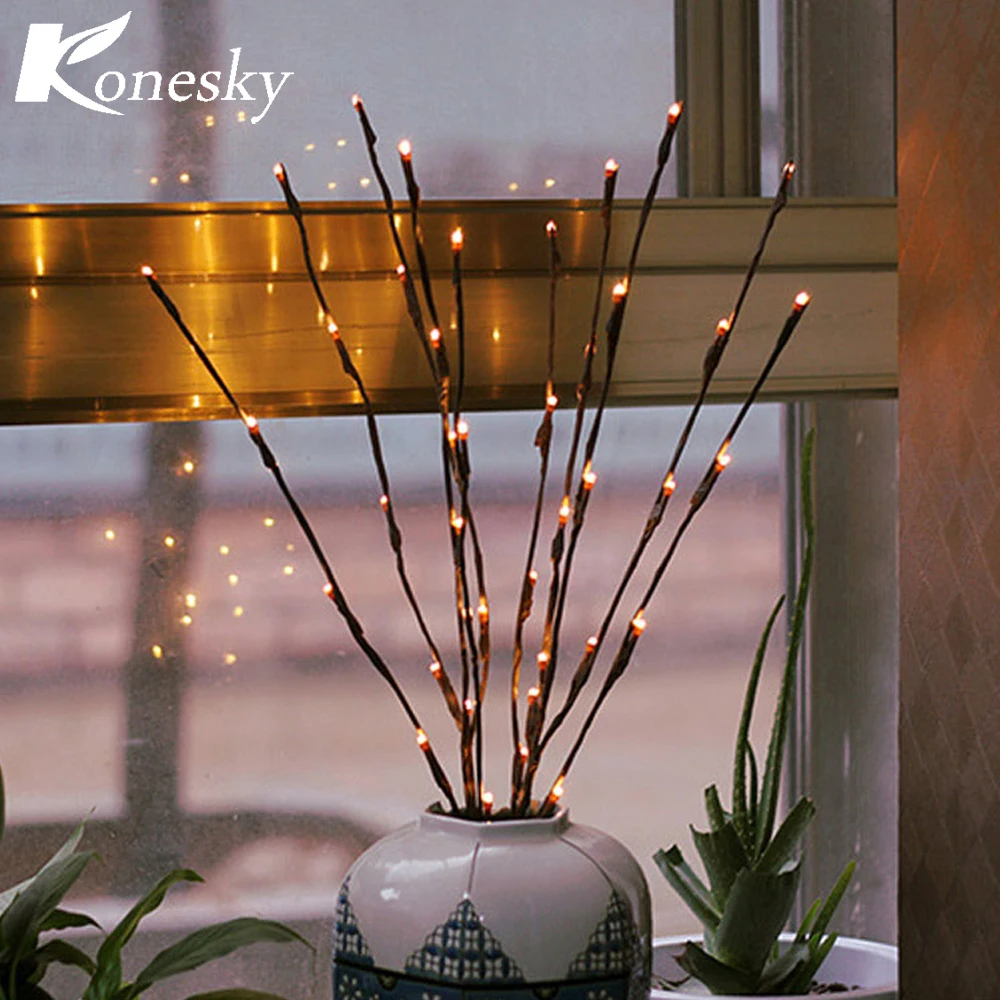 20 LED Branches String Light Battery Powered Decorative Willow Twig