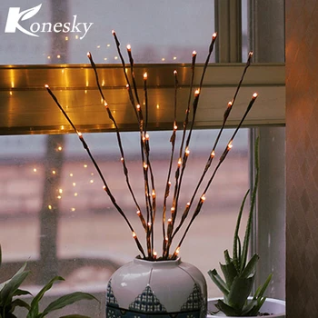 

20-LED Branches String Light Battery Powered Decorative Willow Twig Lighted Branch for Home Decoration Waterproof IP44 Warm Whit