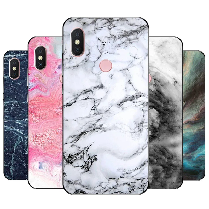 Colorful Stone Phone Case For Xiaomi Mi A2 MiA2 Cases Granite Marble Pattern Soft Silicone TPU Cover 6X Mi6X |