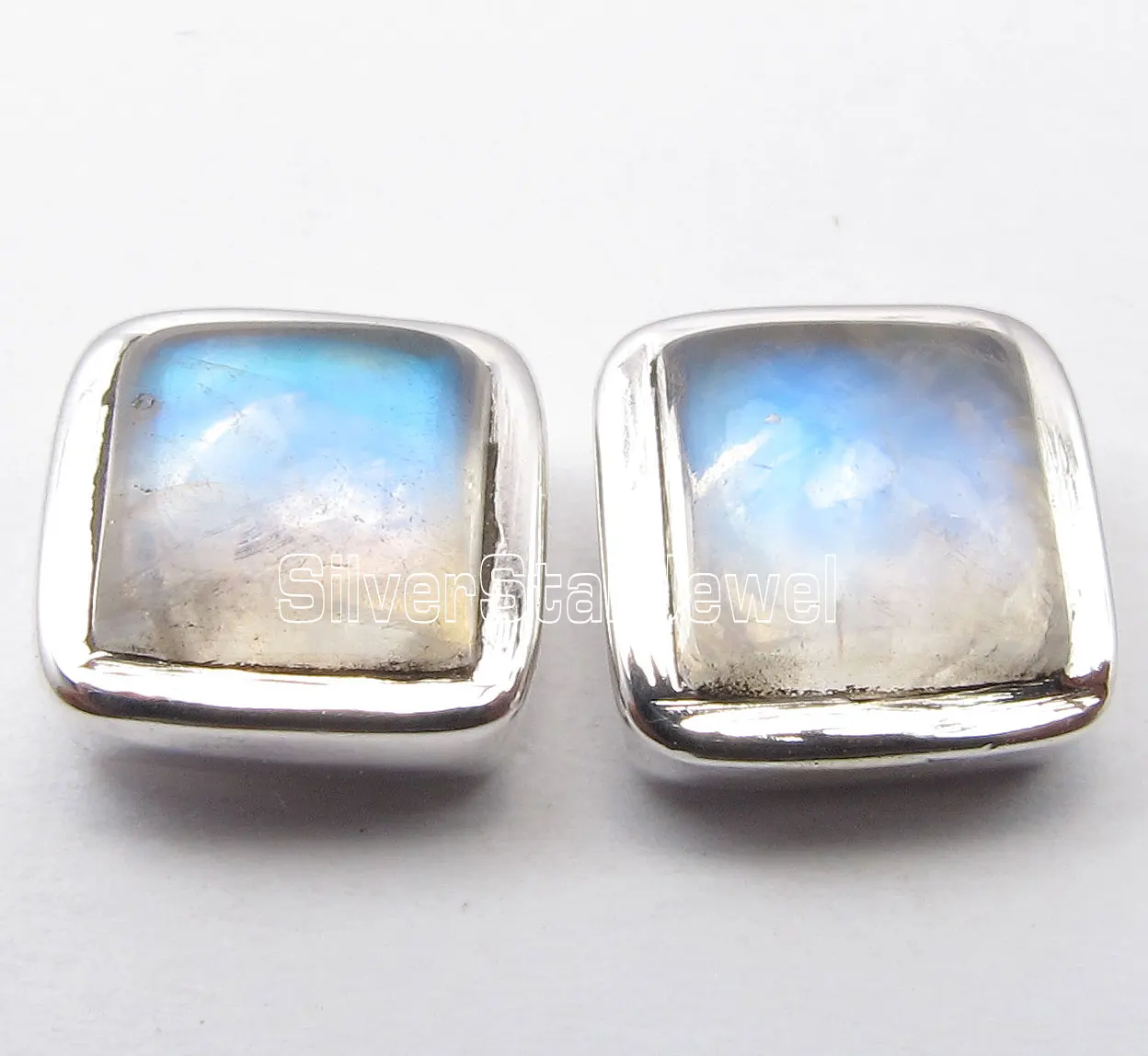 

Chanti International Pure Silver RAINBOW MOONSTONE RETRO STYLE UNISEX Studs Earrings 0.8 CM NEW