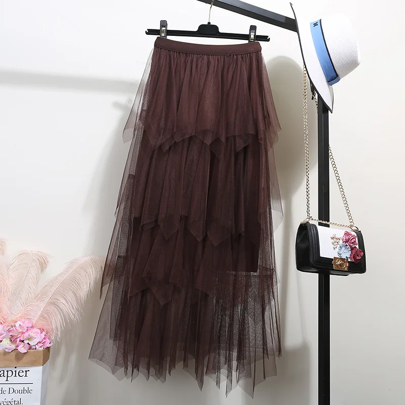 2019 летние новые сетчатые женские юбки с оборками элегантные белые розовые юбки наивысшего качества