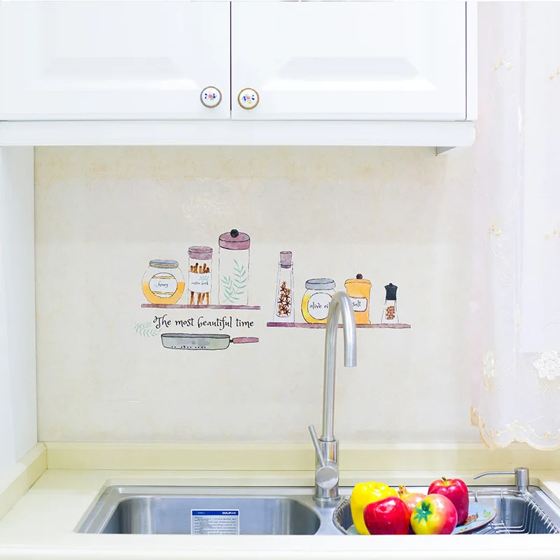 Cute Cartoon DIY Wall Art Decal Kitchen Stickers Waterproof And Proof Oil Sticker Decoration Oven Dining Wallpapers Home Decor