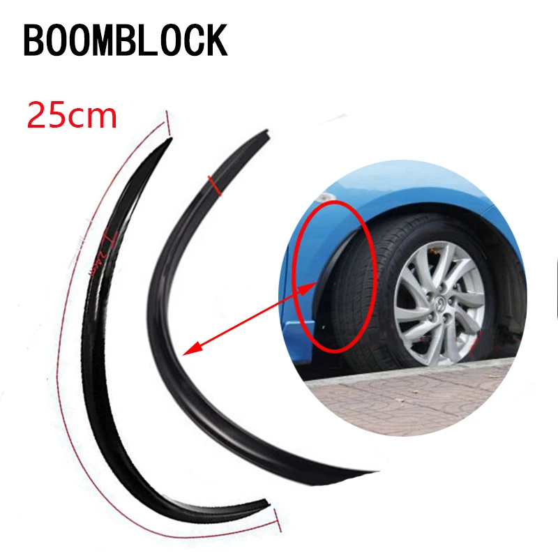 

BOOMBLOCK 2pcs/set Car Tire Eyebrow Carbon Fiber Stickers For Mazda 3 6 Toyota Avensis C-HR Peugeot 307 407 308 Alfa Romeo 159