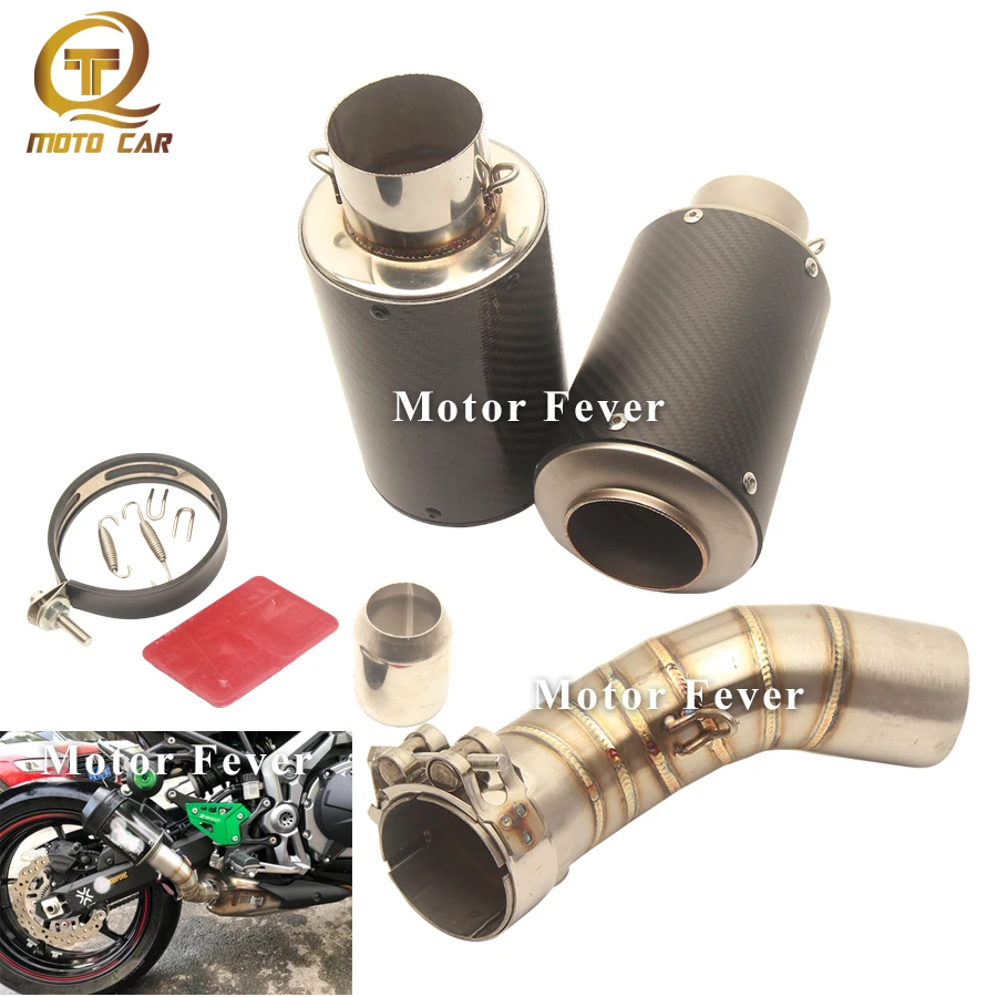 

Refit 51MM Muffler Carbon Fibre Exhaust Mid Tube Pipe Escape Moto for Kawasaki Z900 Exhaust 2017 2018 Motorcycle Exhaust System