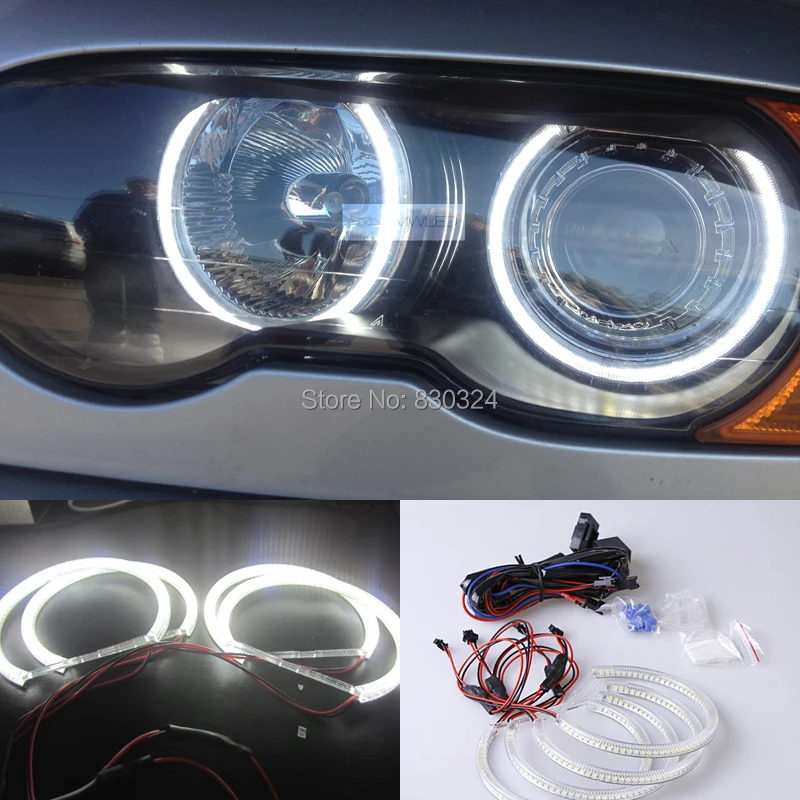 4x131 мм LED SMD Ангельские глазки Halo Кольца комплект с дистанционным жгута реле для BMW E46 E36 E38 E39 m3
