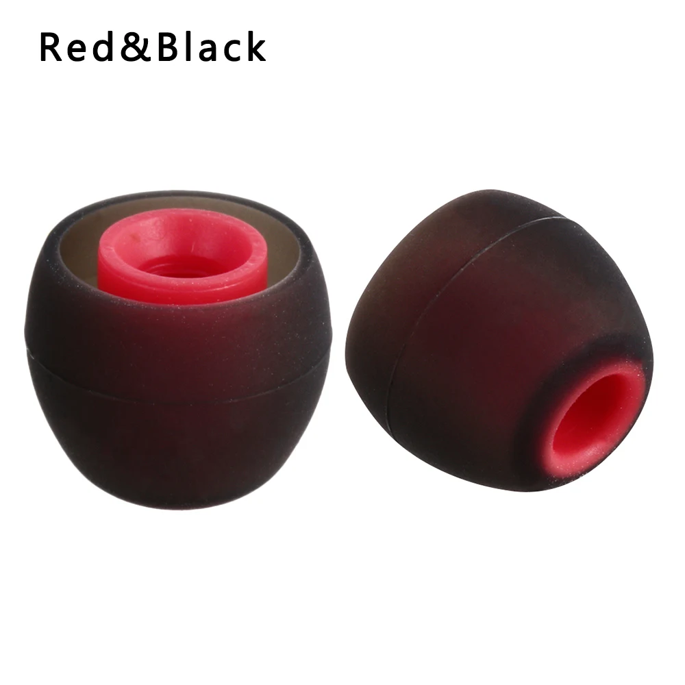 2 шт/1 пара разноцветных резиновых наушников 3,8 мм, сменные насадки для наушников, силиконовые резиновые вкладыши, универсальные Сменные наушники - Цвет: L black red