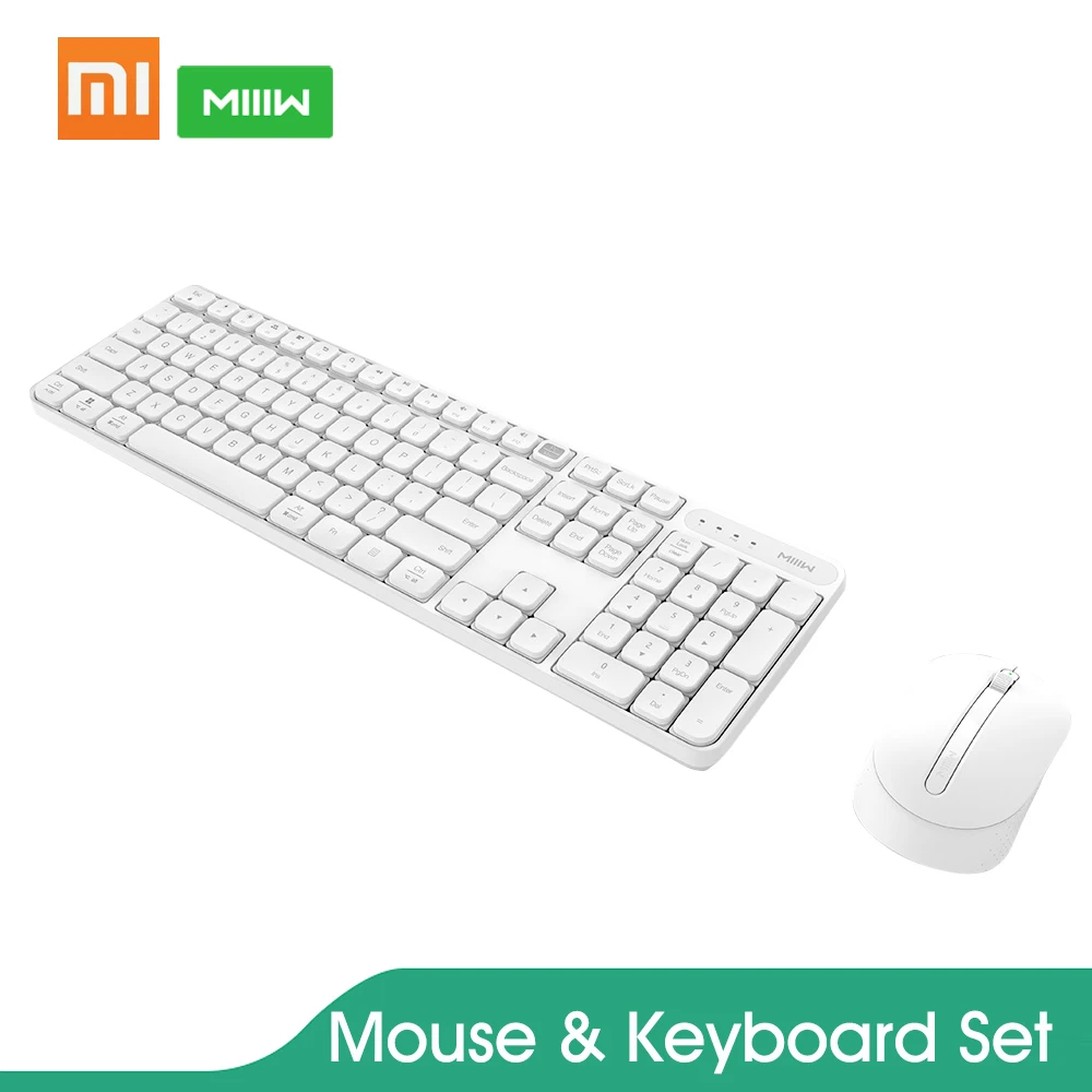 Xiaomi MIIIW беспроводной комплект офисной клавиатуры и мыши 104 клавиш 2,4 ГГц многофункциональная совместимая Беспроводная портативная клавиатура - Цвет: Белый