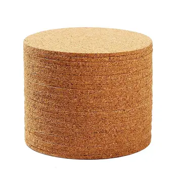 

Set of 10 Cork Bar Drink Coasters - Absorbent and Reusable - 90mm, 5mm Thick