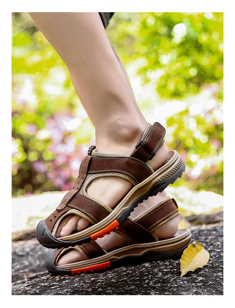 Мужские сандалии ручной работы размера плюс; Мужская Летняя обувь из натуральной кожи; классические удобные пляжные сандалии; Hombre; нескользящие мужские сандалии