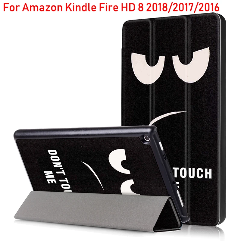 

New Print Case For Amazon Kindle Fire HD 8 Flip Stand Folding Magnetic Cover For Amazon Fire HD 8 8th 7th 6th Gen Tablet Shell