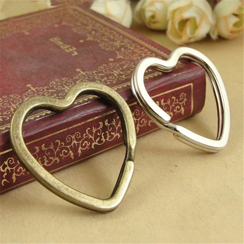 

50pcs/lot antique bronze /white k love heart Key Holder Split Rings Keyring Keychain Keyfob Accessories diy Jewelry Accessories