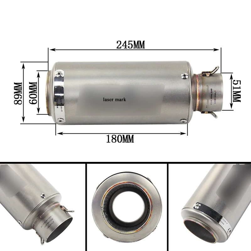38-60,5 мм универсальный короткий глушитель наконечник трубы с DB Killer Silp на 245-300 мм глушитель выхлопной системы мотоцикла