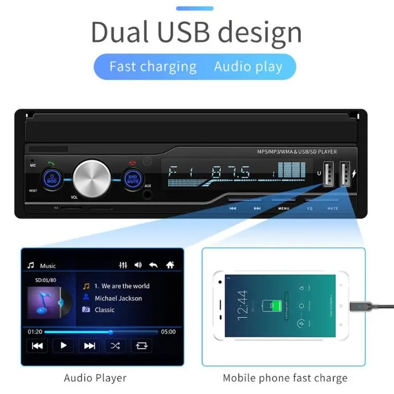 T100 7 дюймов Автомобильный стерео MP5 плеер HD сенсорный экран RDS FM AM радио Bluetooth USB AUX головное устройство Автомобильный резервный монитор