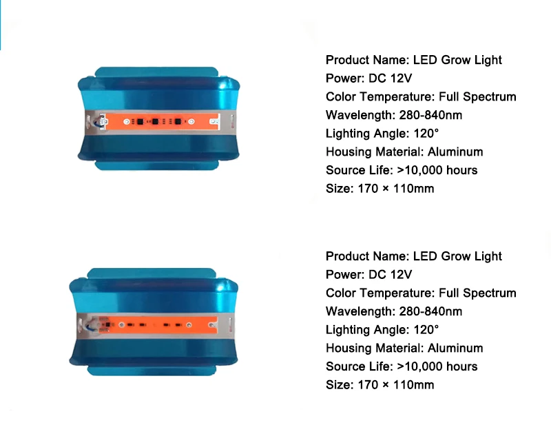 Полный спектр AC110V/220 V/DC12V светодиодный Grow Light УФ ИК Светодиодная лампа для роста растений растения, овощи