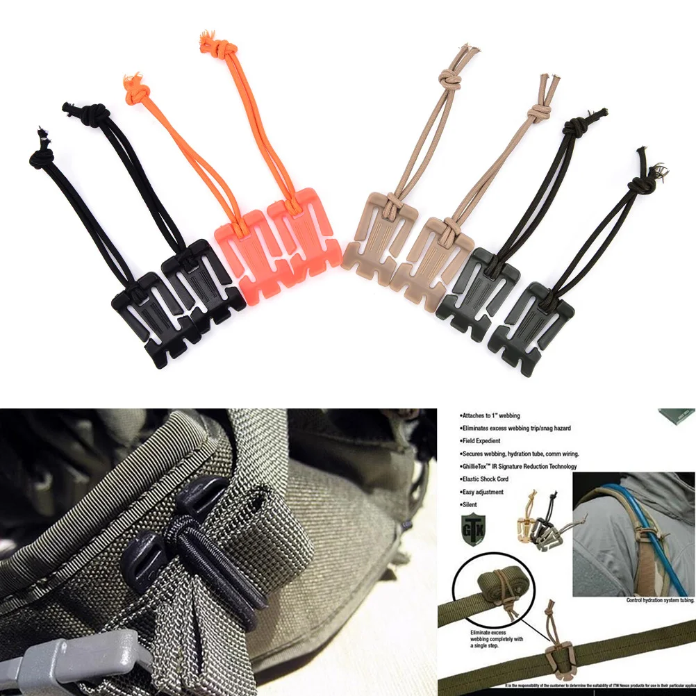 5pcs Securing Straps Backpack Carabiner Molle Buckle Clip Winder