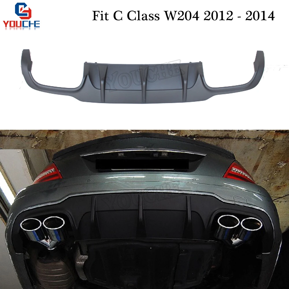 C63 Style ABS Plastic Rear Diffuser for Mercedes W204 C63 2012 2013