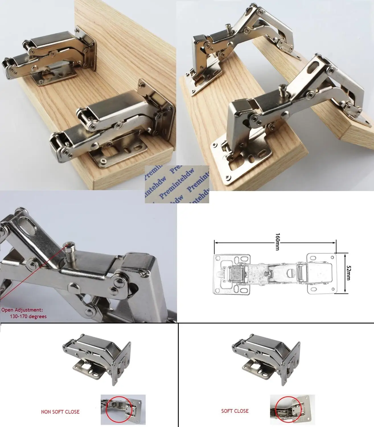 

2Pcs/Lot face Mount Concealed 130 165 170 Degrees Hinge Open Non-Mortise Boring Free Spring Hinges Soft Close Hydraulic