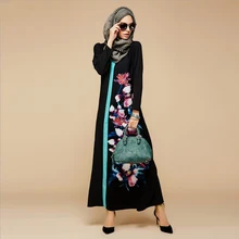 Стиль в Дубае для женщин с цветочным принтом халат плетение халат женские мусульманские платья одежда халат Турецкая абайа vestidos musulmanes D11