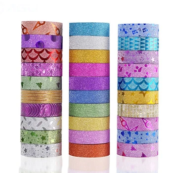 

10 Pcs/lot Glitter Washi Tape Stationery Scrapbooking Decorative Adhesive Tapes DIY Masking Tape School Supplies